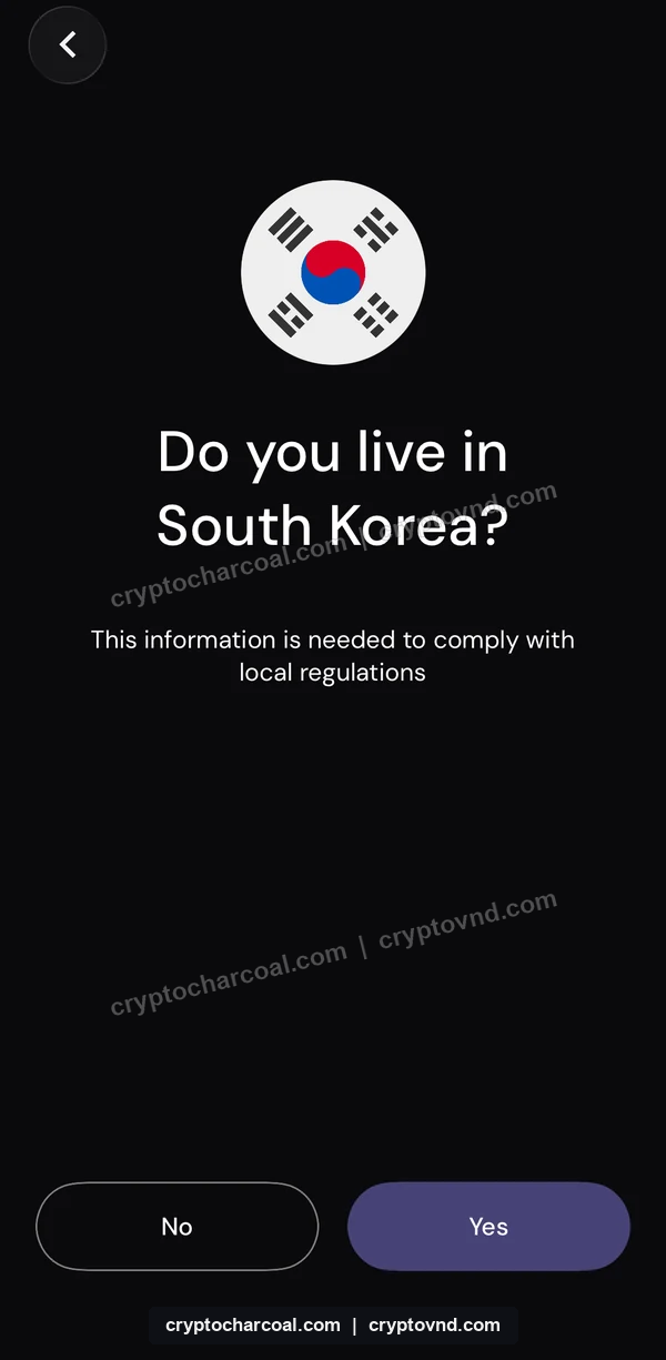 이더파이 카드 신청 중 Do you live in South Korea 거주 확인